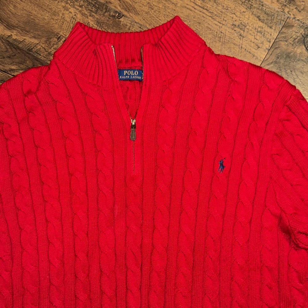 Ralph Lauren Men's Vibrant Red Zip-Up Sweater
